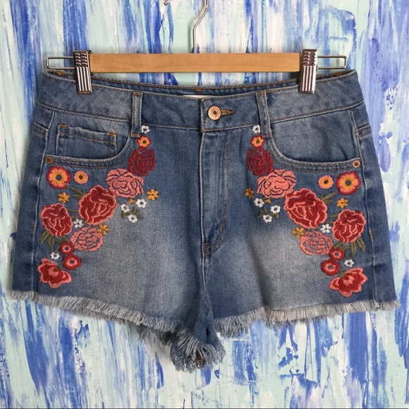 Forever 21 Pants - Festival Style Forever 21 Embroidered Jeans Shorts